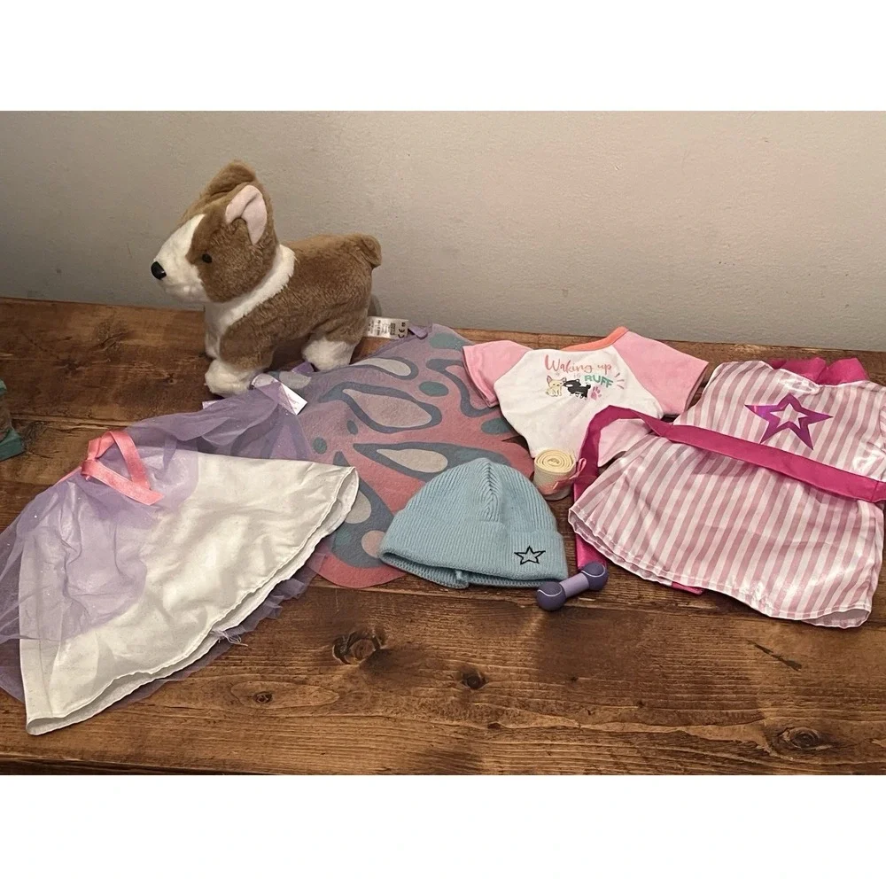 American Girl Willie Wishers Dress Up Dog Corgi Lot Accessories
